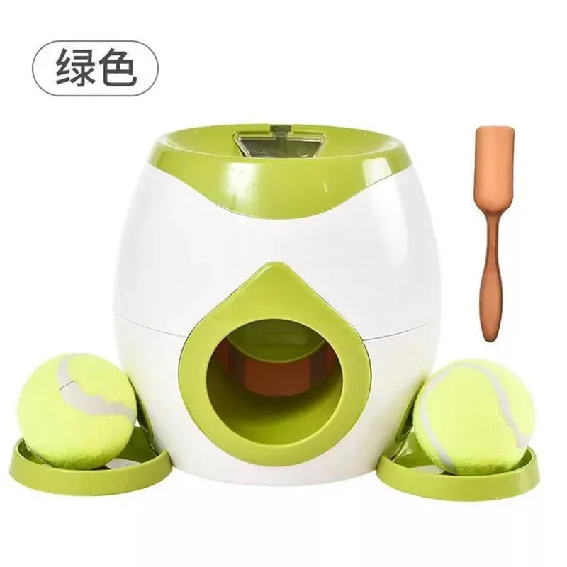 Pet Interactive Toy Tennis Ball Launcher 2 in 1 Automatic Throwing Device Training Reward Machine Pet Fun Feeder Interactive Toy