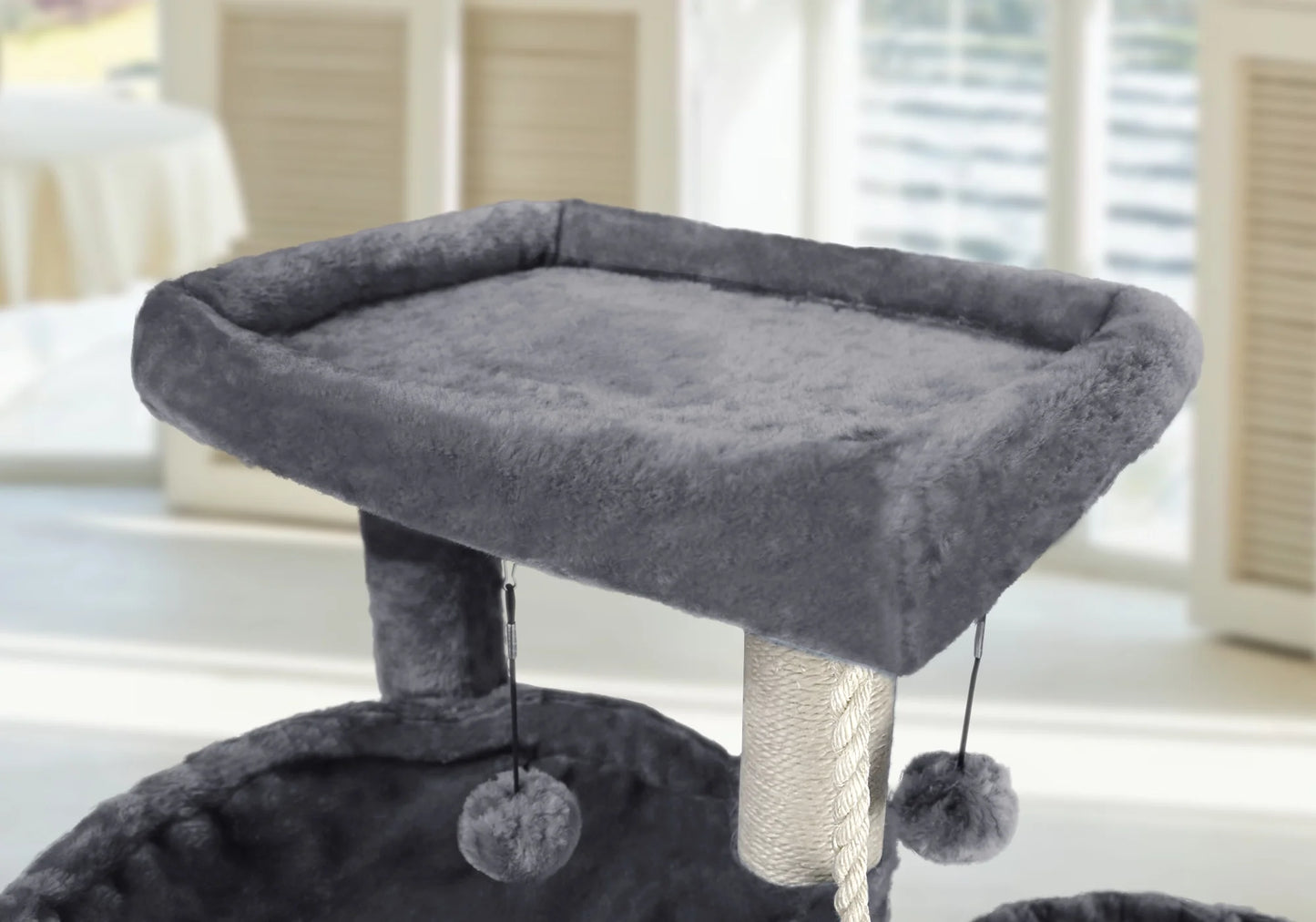 Cat Tree Cat Tower with Scratching Posts, Activity Centre Climbing Tree Cat Furniture with Cat Condo and Two Hammocks, Grey