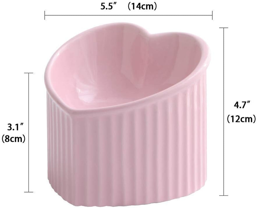 Ceramic Raised Cat Bowls, Tilted Elevated Food or Water Bowls, Stress Free, Backflow Prevention, Dishwasher and Microwave Safe, Lead & Cadmium Free