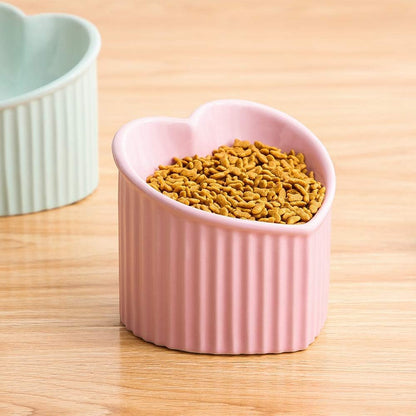 Ceramic Raised Cat Bowls, Tilted Elevated Food or Water Bowls, Stress Free, Backflow Prevention, Dishwasher and Microwave Safe, Lead & Cadmium Free