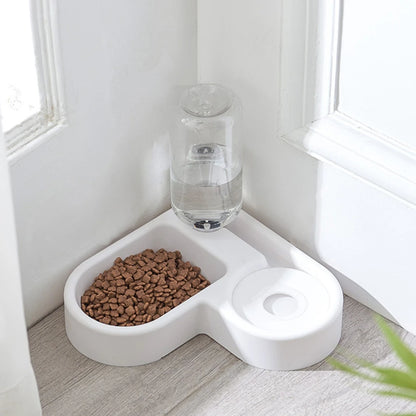 Light Weight for Trip Pet Bowls Dog & Cat Feeder Food and Water Dual Purpose Automatic Water Filling Corner Bowls